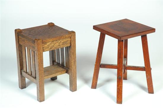 Appraisal: TWO ARTS CRAFTS STOOLS OR PLANT STANDS Early th century