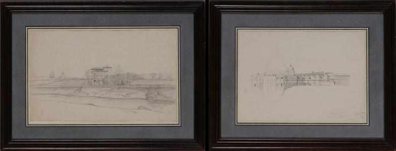 Appraisal: ACHILLE BENOUVILLE - TWO ITALIAN VIEWS Pencil and chalk on