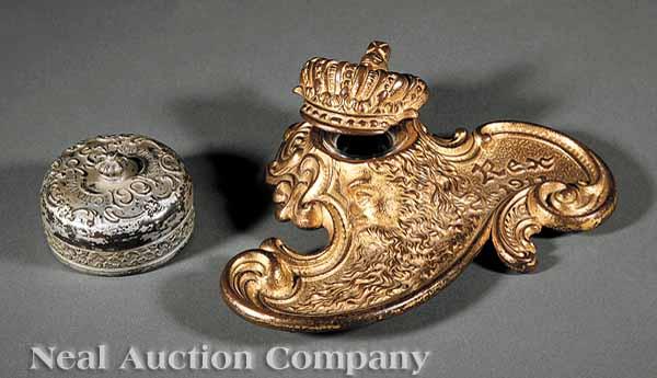 Appraisal: Mardi Gras Two Rex Organization Favors comprising gilt metal inkwell