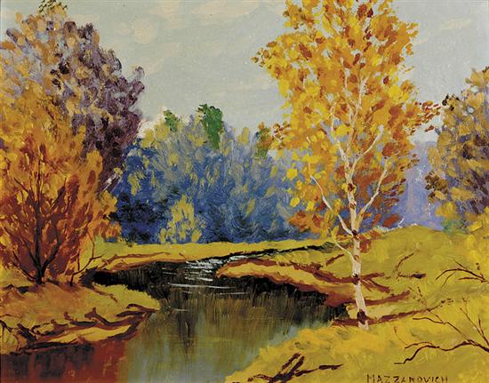 Appraisal: Lawrence Mazzanovich North Carolina Connecticut - AUTUMN LANDSCAPE NORTH CAROLINAoil