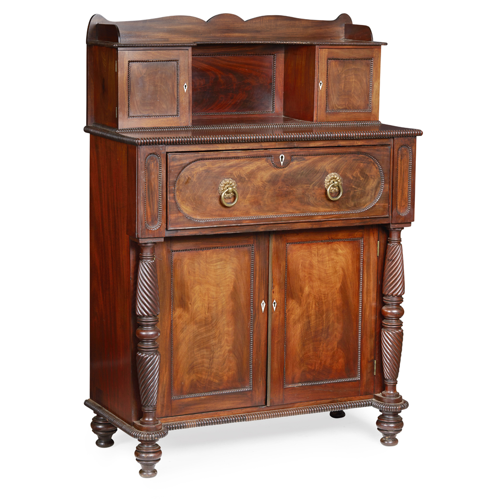 Appraisal: IRISH LATE REGENCY MAHOGANY SECRETAIRE CHEST OF DRAWERS EARLY TH