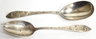 Appraisal: Schofield Lorraine Sterling Salad Servers Circa comprising a large pronged