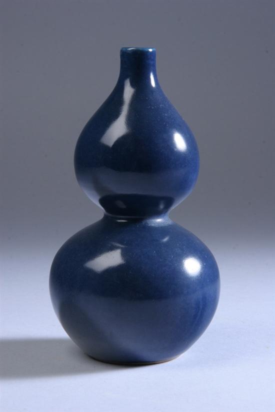 Appraisal: CHINESE BLUE GLAZED PORCELAIN DOUBLE GOURD VASE Qing dynasty -