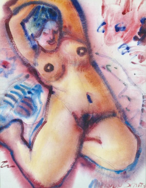 Appraisal: MERVYN ASHMORE SMITH - Nude pencil and watercolour MERVYN ASHMORE