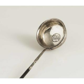 Appraisal: Silver Punch Ladle Small silver punch ladle with coin center