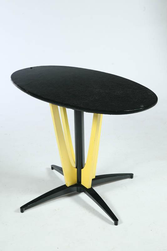 Appraisal: MODERN BREAKFAST TABLE American - metal and vinyl Yellow and