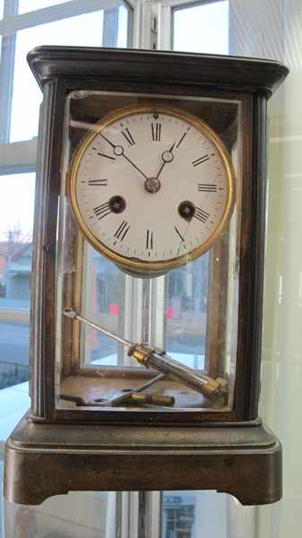 Appraisal: VICTORIAN BRASS MERCURY PENDULUM CLOCK