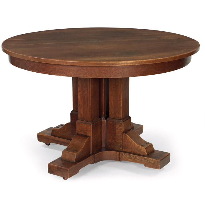 Appraisal: Good Stickley Brothers dining table similar to a good Prairie