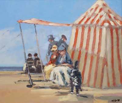 Appraisal: Frederick Hale McDuff American b Family at the beach Oil