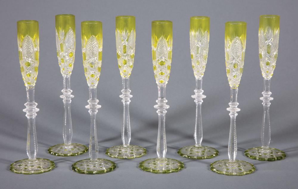 Appraisal: Set of Eight Baccarat Yellow Cut-to-Clear Crystal Tsar Porto Glasses