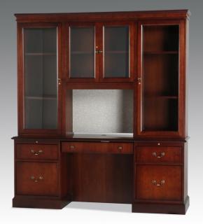 Appraisal: Contemporary mahogany cabinet vitrine the upper cabinet with two long