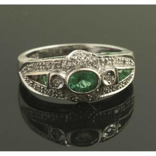 Appraisal: Emerald Diamond k Gold Ring k white gold ring containing