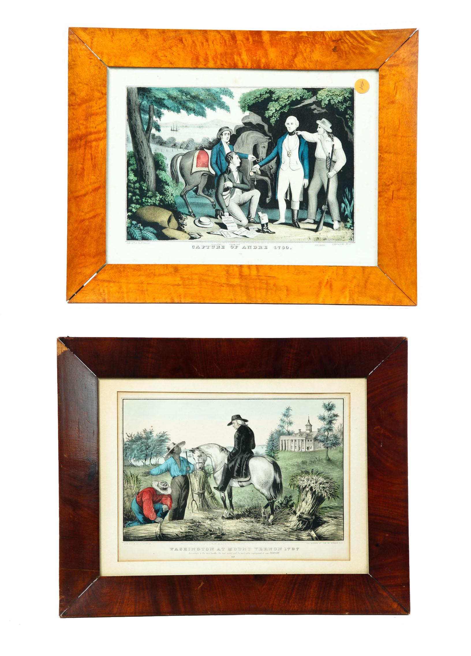 Appraisal: TWO PRINTS BY CURRIER IVES American ca handcolored lithographs Washington