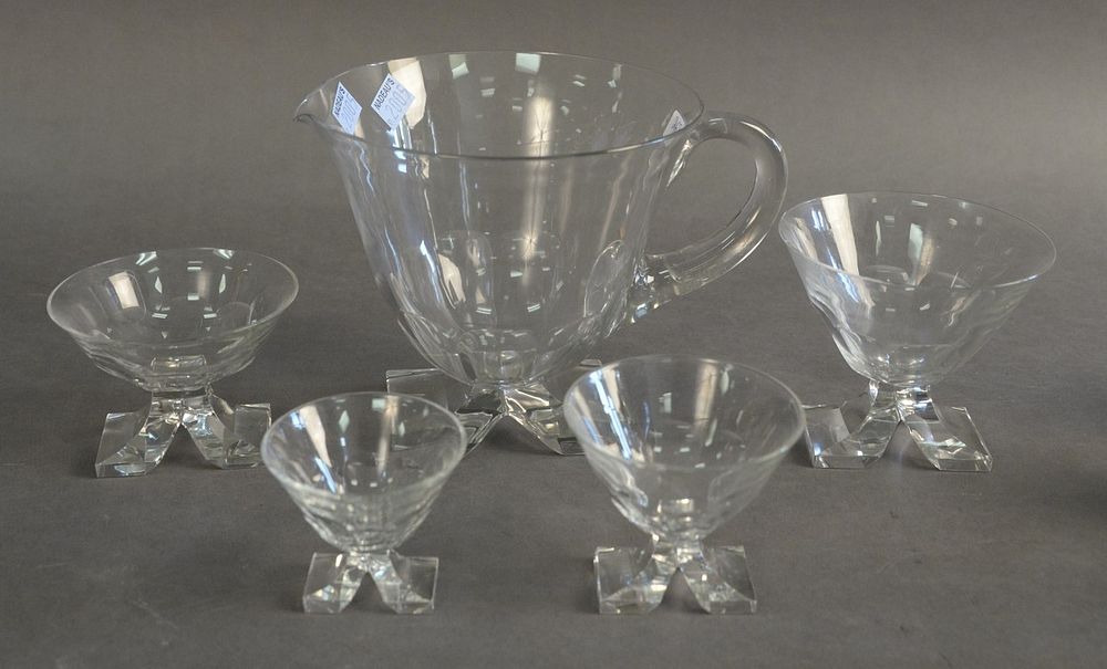 Appraisal: Set of Thirty-eight Crystal Pieces with split foot base four