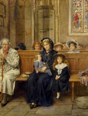 Appraisal: GEORGE GOODWIN KILBURNE Church Interior with Figures signed x gilt