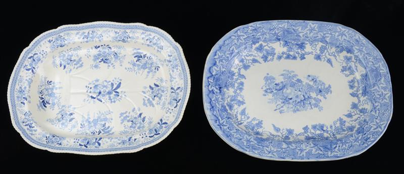 Appraisal: TWO STAFFORDSHIRE BLUE TRANSFER-PRINTED PLATTERS Comprising one well-and-tree with floral