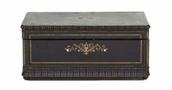 Appraisal: A Napoleon III Ebonized Brass and Ivory Inlaid Document Box