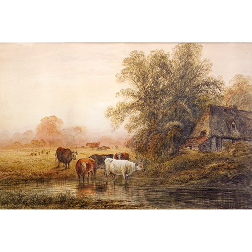 Appraisal: Edmund D Lewis American cow fording a Stream watercolor and