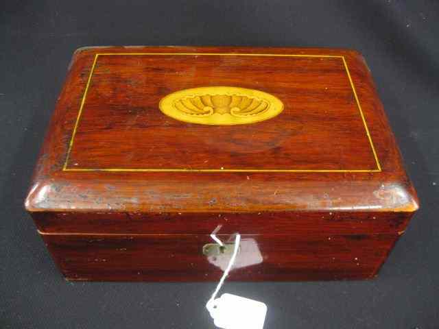 Appraisal: Mahogany Humidor shell inlay lid lined '' x '' circa