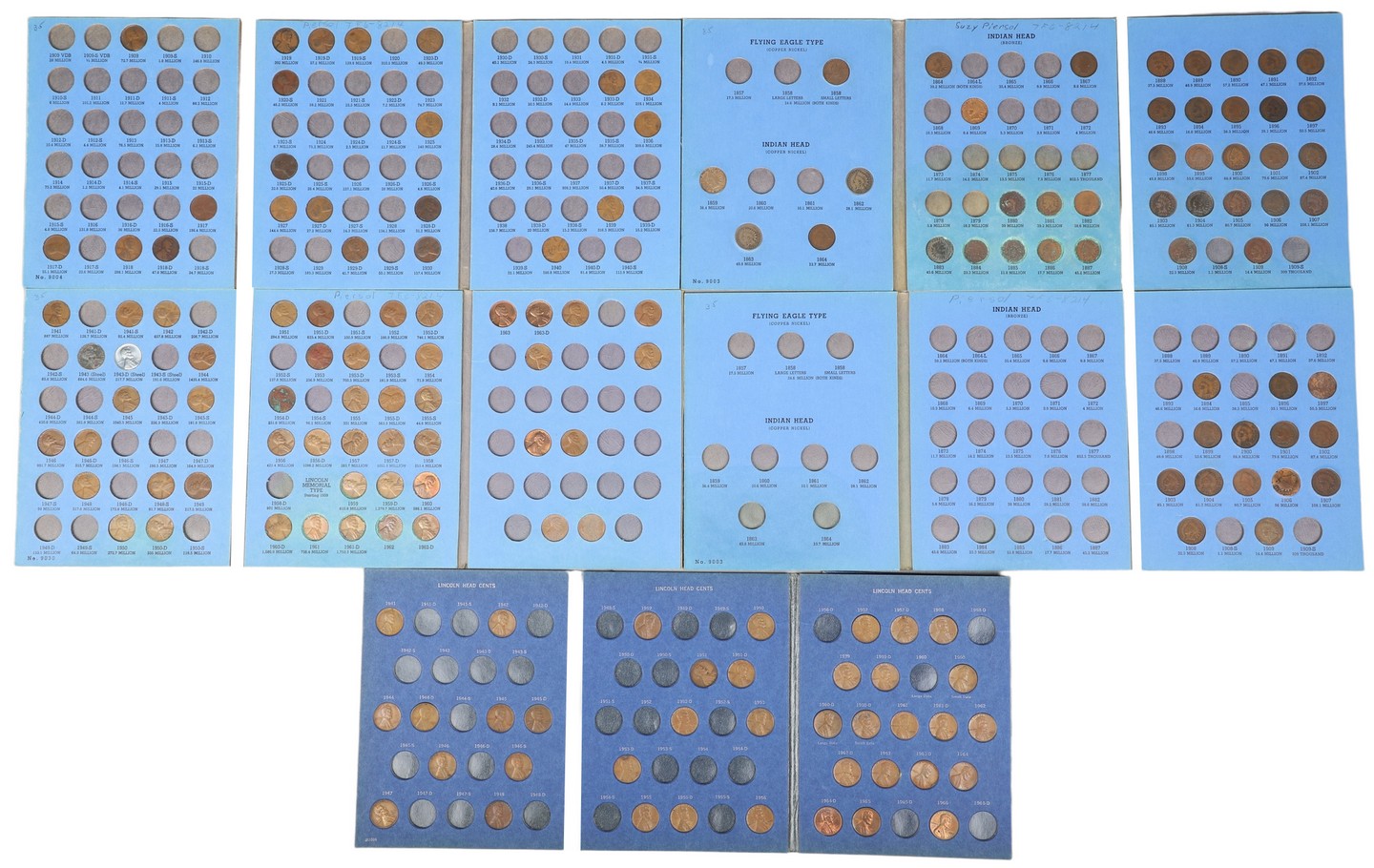 Appraisal: One cent folios c o Indian Head to coins Lincoln