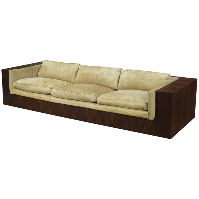 Appraisal: Milo Baughman sofa by Thayer Coggin rosewood veneered frame with