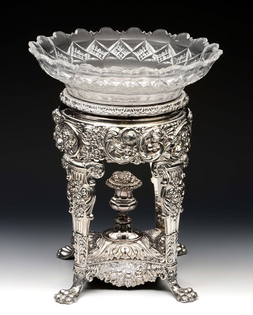 Appraisal: A TH CENTURY SILVER ON COPPER CENTREPIECE with extensive relief