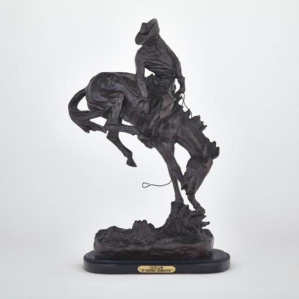 Appraisal: After Frederic Sackrider Remington American - OUTLAW th century patinated