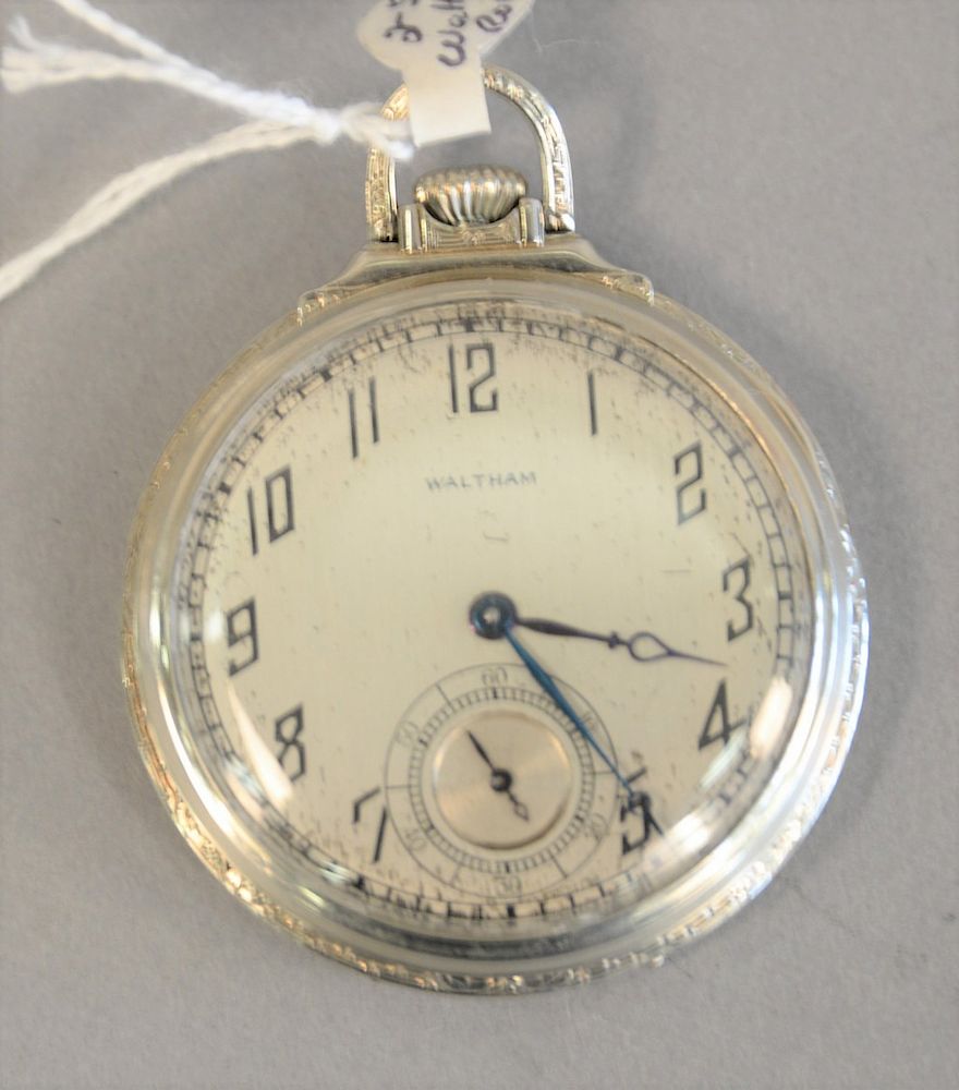 Appraisal: K white gold Waltham Royal open face pocket watch mm