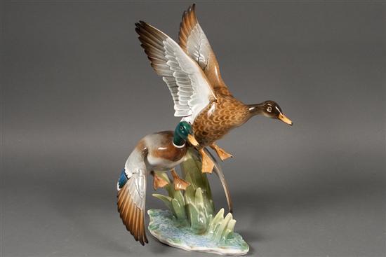 Appraisal: Hutschenreuther porcelain figural group of ducks on water green stamp