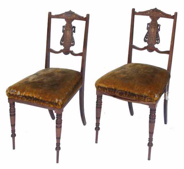 Appraisal: A SET OF FOUR VICTORIAN INLAID ROSEWOOD OCCASIONAL CHAIRS and