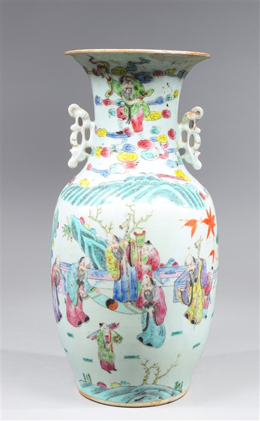 Appraisal: Antique Chinese Famille Rose enameled porcelain vase depicting numerous scholars