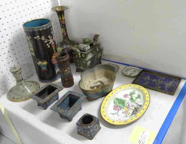 Appraisal: Lot pcs various Asian enamel and Cloissone including vases plates