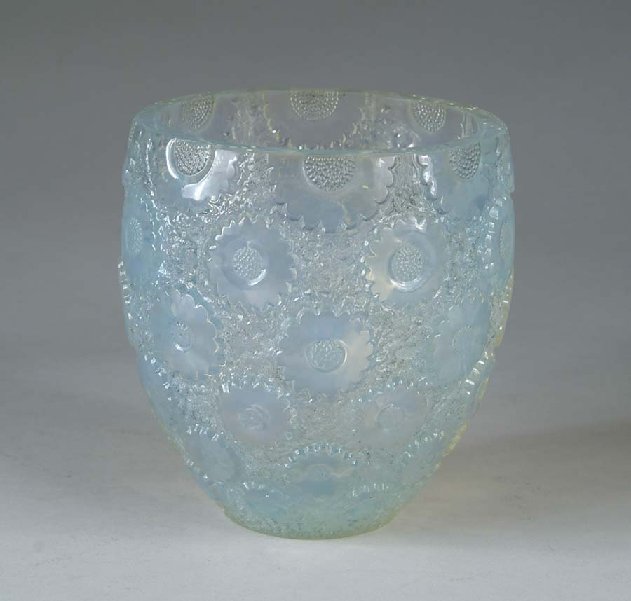 Appraisal: R LALIQUE OPALESCENT VASE Opalescent vase features blown out mold