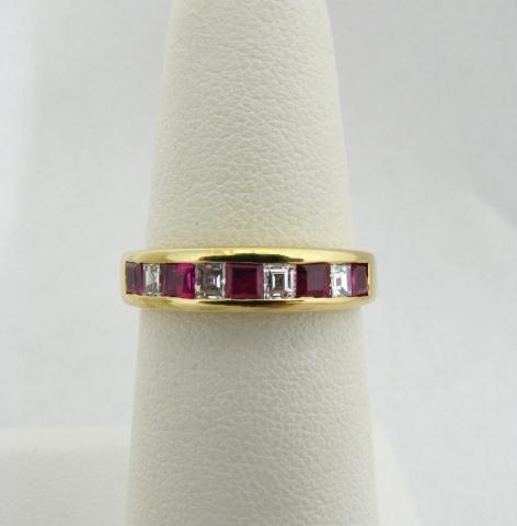 Appraisal: k yellow gold tw diamond princess cut diamond and ruby