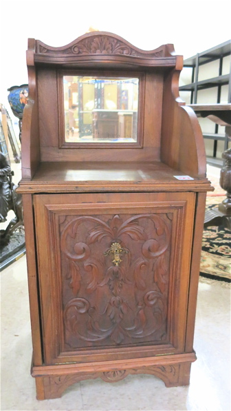 Appraisal: VICTORIAN CARVED WALNUT COAL CABINET English late th century a