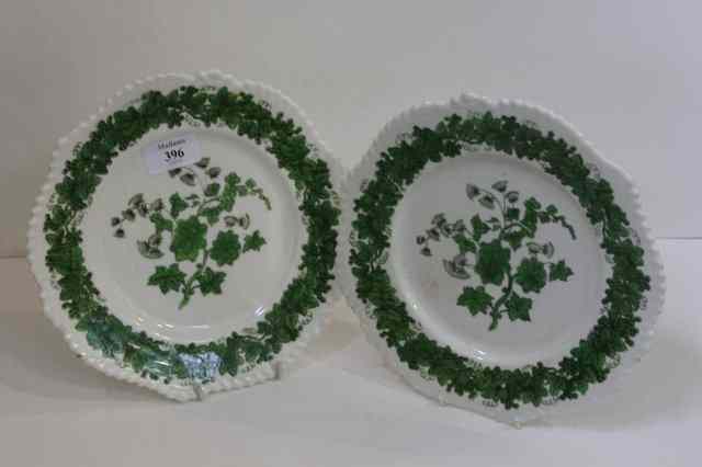 Appraisal: A SET OF SIX TH CENTURY GREEN TRANSFER DESSERT PLATES