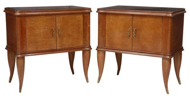 Appraisal: pair Italian mid-century modern bedside cabinets c s black glass