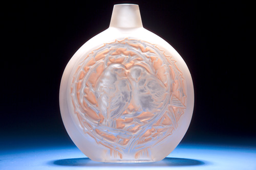 Appraisal: R LALIQUE Vase Deux Moineaux Bavardant clear and frosted with