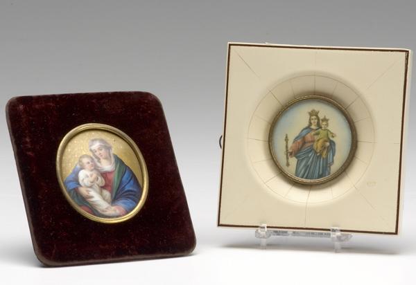 Appraisal: PORTRAIT MINIATURES Depicting religious subjects on porcelain and on ivory