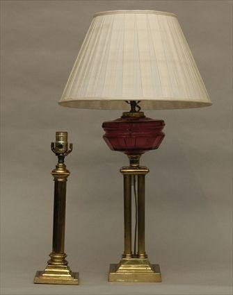 Appraisal: Group of Three Brass Columnar-Form Lamps