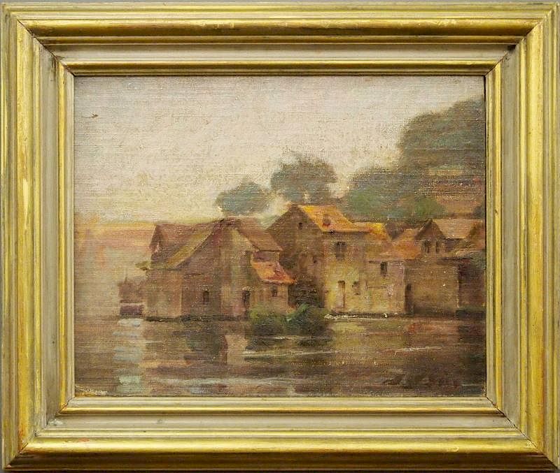 Appraisal: J W Gies fishing village Joseph W Gies American -