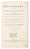 Appraisal: JOHNSON SAMUEL A Dictionary of the English Language volumes Folio