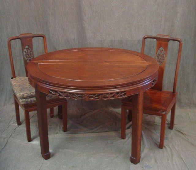 Appraisal: Round Asian Table Chairs with Inserts From a Larchmont home