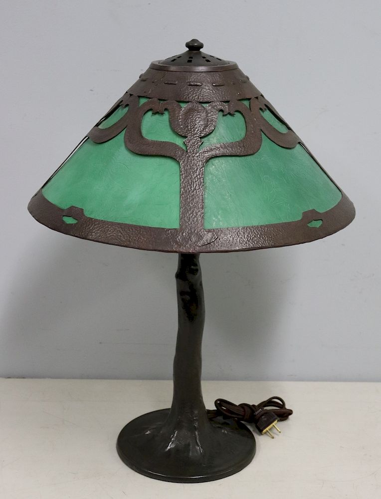 Appraisal: HANDEL Table Lamp With Bent Tree Base In the arts