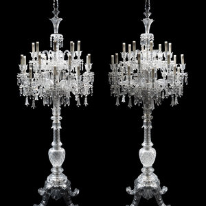 Appraisal: A Pair of Baccarat Cut Glass Tsarine Twenty-Four-Light Torch res