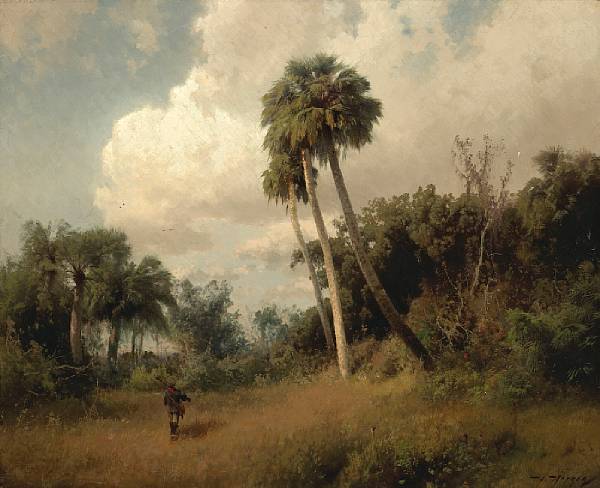 Appraisal: Herman Herzog German - A Hunter among Windswept Palms and