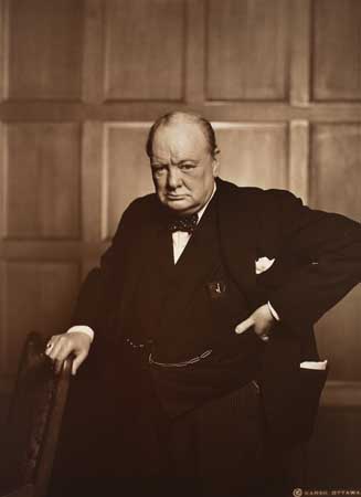 Appraisal: KARSH YOUSUF - Portrait of Prime Minister Winston Churchill Sepia-toned