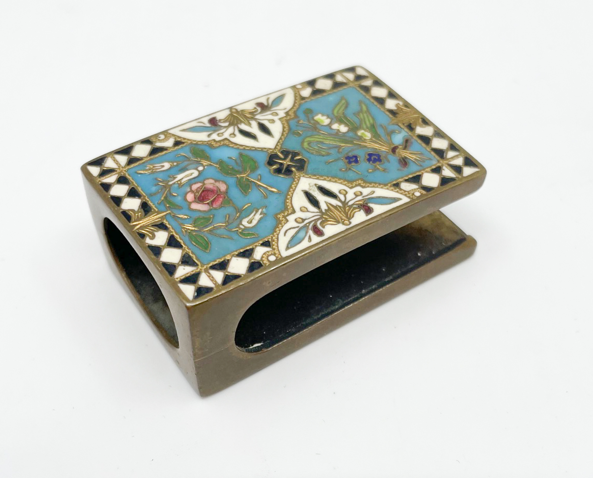 Appraisal: French Champleve Brass Matchbook Holder- x x ''