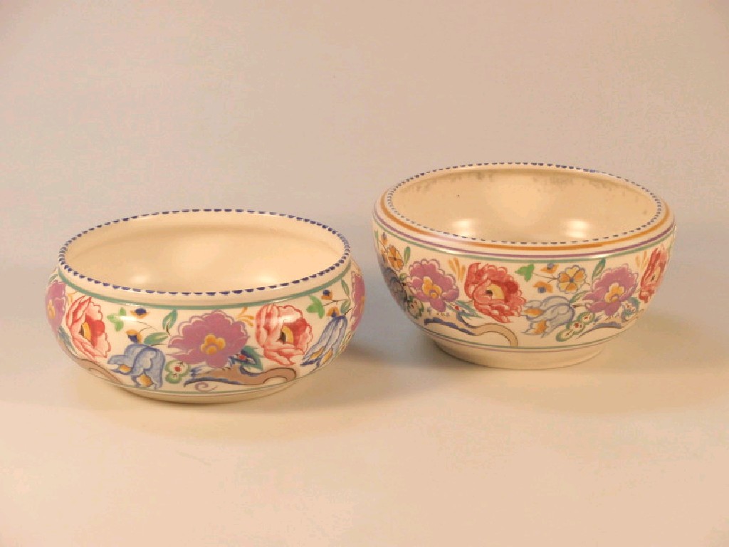 Appraisal: A Poole Pottery circular bowl painted with stylised flower forms