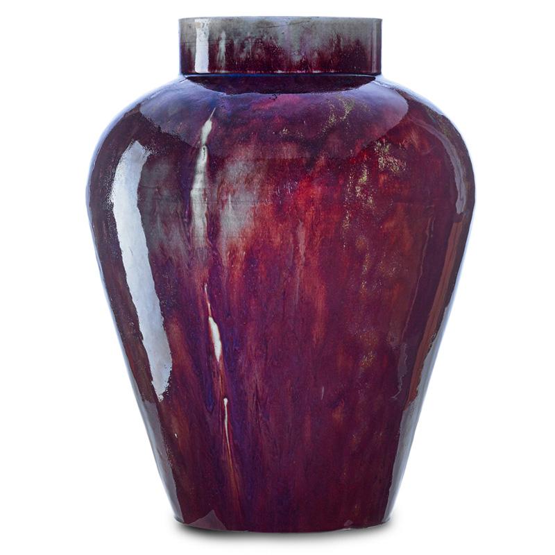 Appraisal: ERNEST CHAPLET Massive vase oxblood glaze Condition Report Overall very